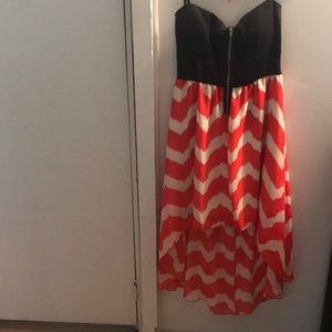 High-low strapless dress. Necklace included!